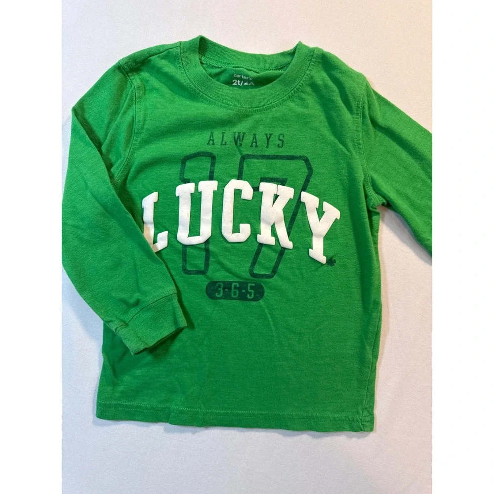 Carter's, Way to Celebrate Boys 2T St Patricks Day Lucky Shirts Green Bundle 2pc